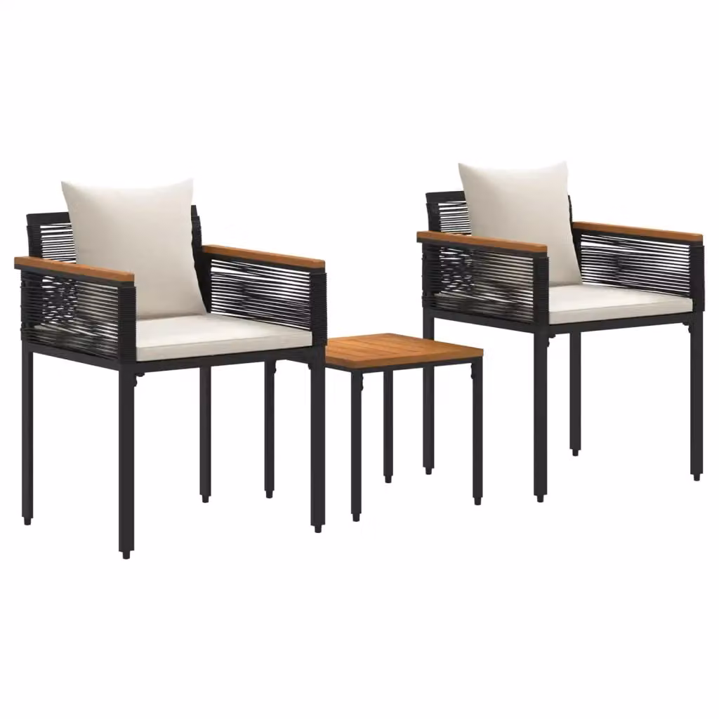Set di mobili da esterno vidaXL in polyrattan nero e bianco crema per giardino e balcone – 2