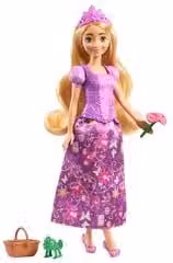 Bambola Disney Princess Rapunzel 2 in 1 Mattel, colore viola, Altezza: 30 cm