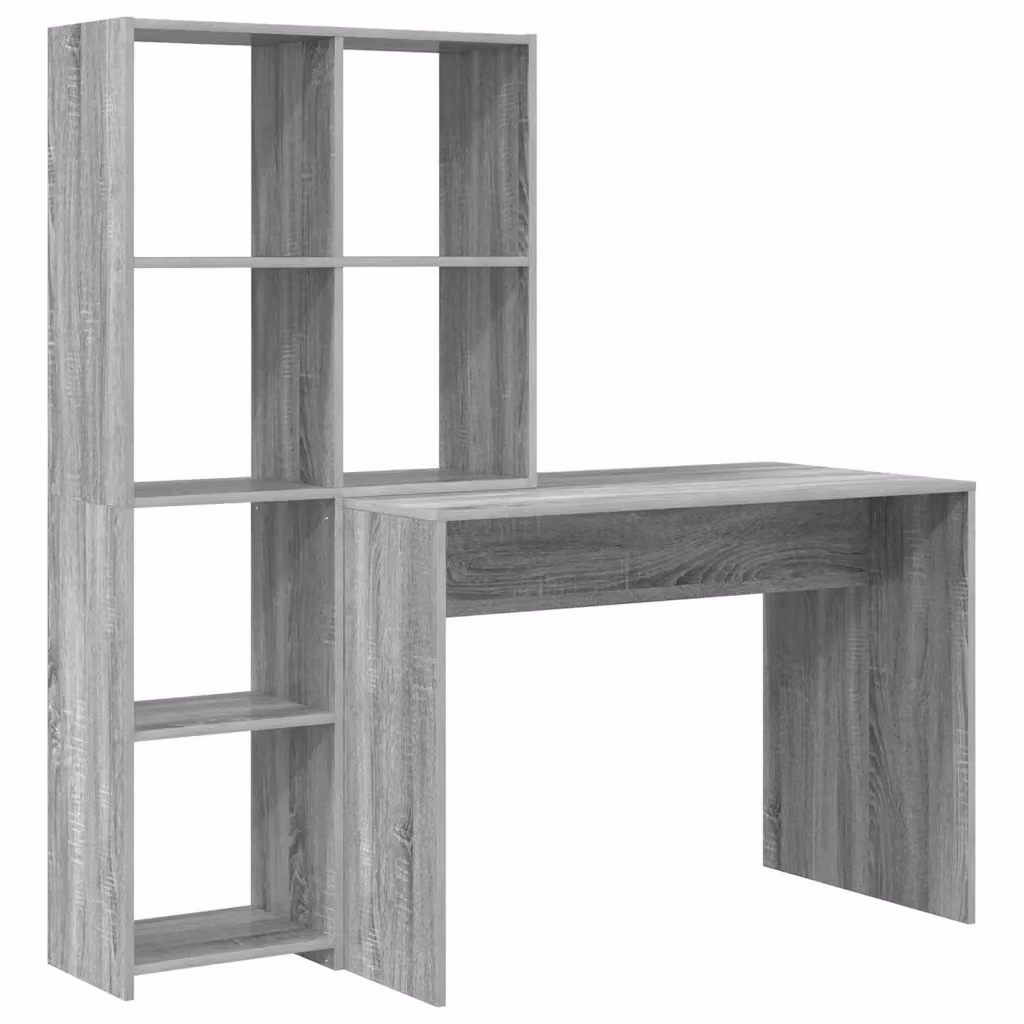 Scrivania con scaffale moderna vidaXL in MDF grigia L: 138,5 cm, P: 55 cm, H: 143 cm – 2