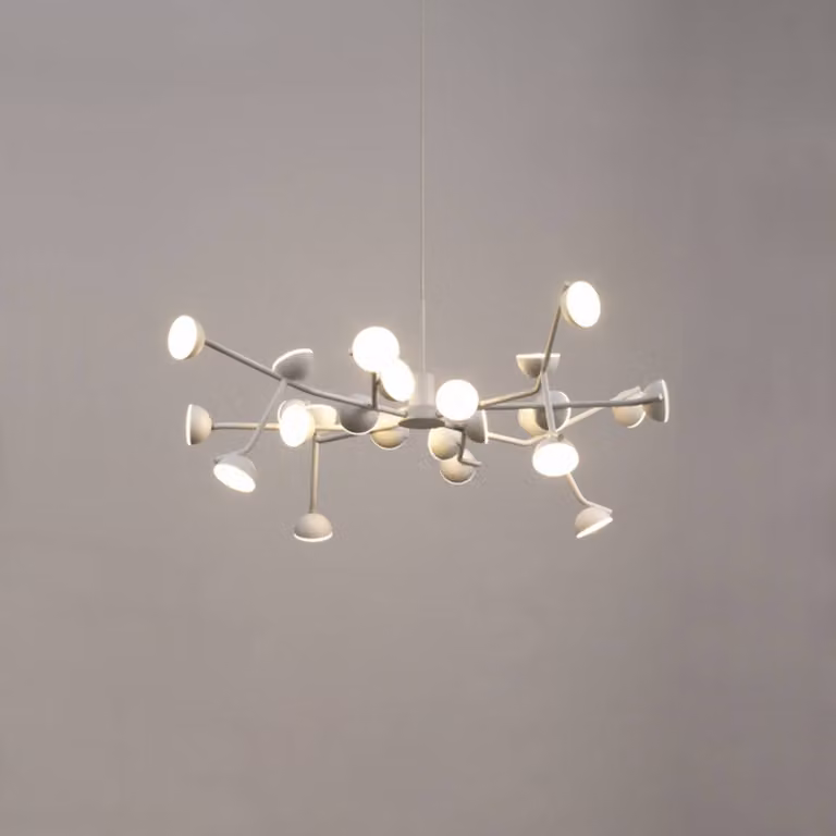 Mantra Iluminación Lampada a sospensione LED Adn, rotonda, 24 luci Adn, Bianco / Opale, Soggiorno / Sala da pranzo, Alluminio, Design