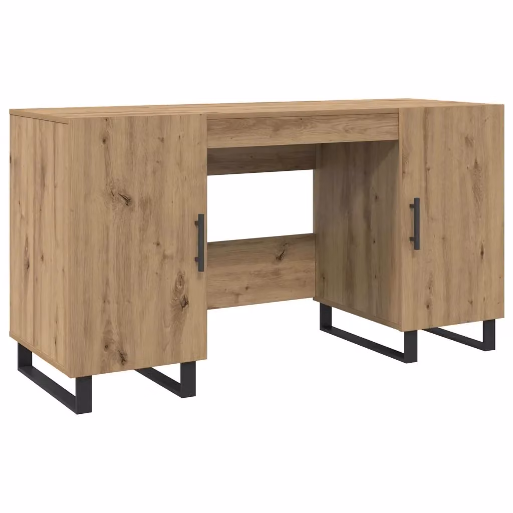 Scrivania da ufficio vidaXL in stile industriale color marrone con piano in legno e base in metallo L: 140,0 cm, P: 50,0 cm, H: 75,0 cm – 2