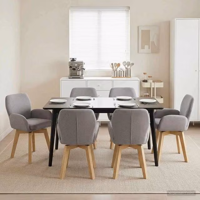 Sedie da pranzo girevoli 6 pz Bouclé Grigio Chiaro 3428289