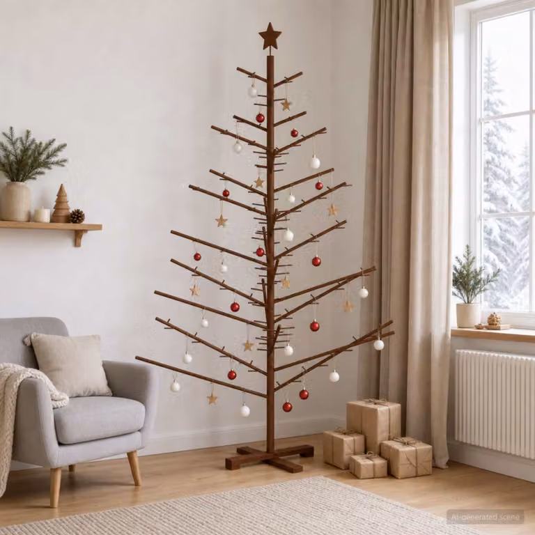 vidaXL Albero di Natale in legno 180 cm Bambù e legno di pino massello
