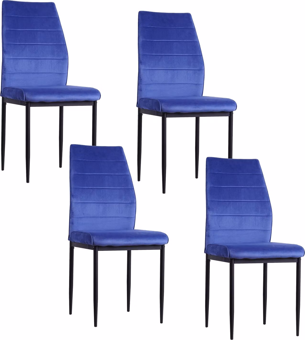 Set di 4 sedie da sala da pranzo Madison Velvet blu