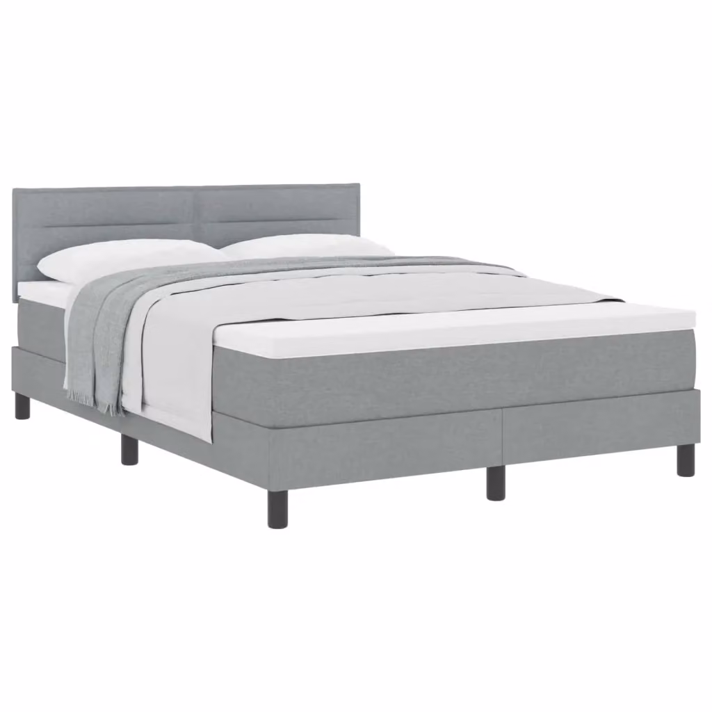 Letto ibrido con testiera in tessuto grigio vidaXL L/P: 140 x 190 cm – 2