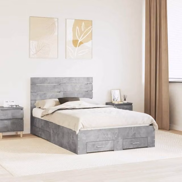 Struttura del letto con cassetto Grigio cemento 120 x 190 cm 3411670