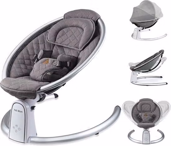 Sedia Oscillante Automatica per Bambini - Wieg Elettrica per Bambini - Wipstoel a Distanza - 5 Posizioni - Riproduzione Muzica con Bluetooth - Timer - Stile - 0-1 Anno