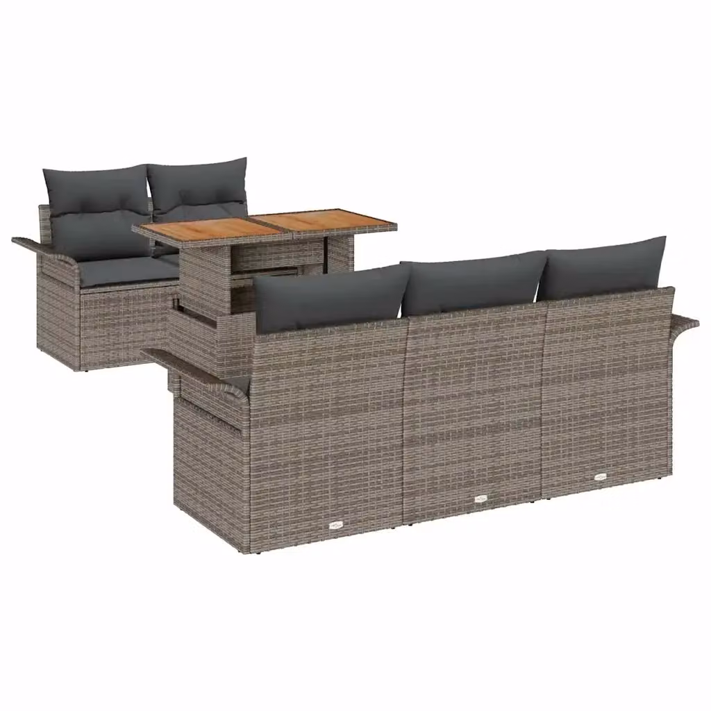 Set Divano da Giardino a L vidaXL 6 Pezzi Grigio con Cuscini e Tavolino – 2