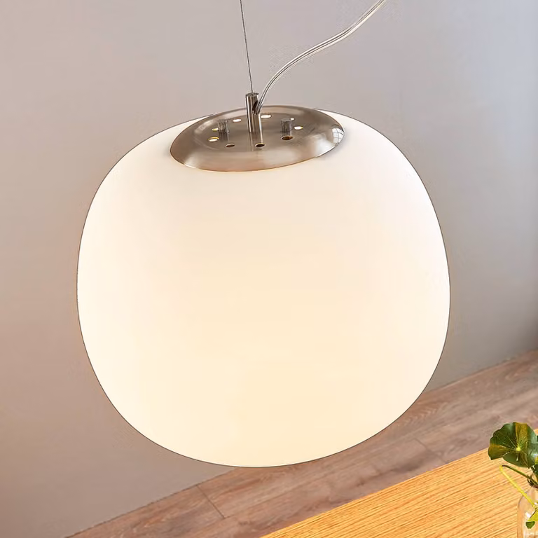 Lampada a sospensione in vetro Lindby, dimmerabile, Bianco / Opale, Cucina, Vetro, Moderno, Lampada a sospensione