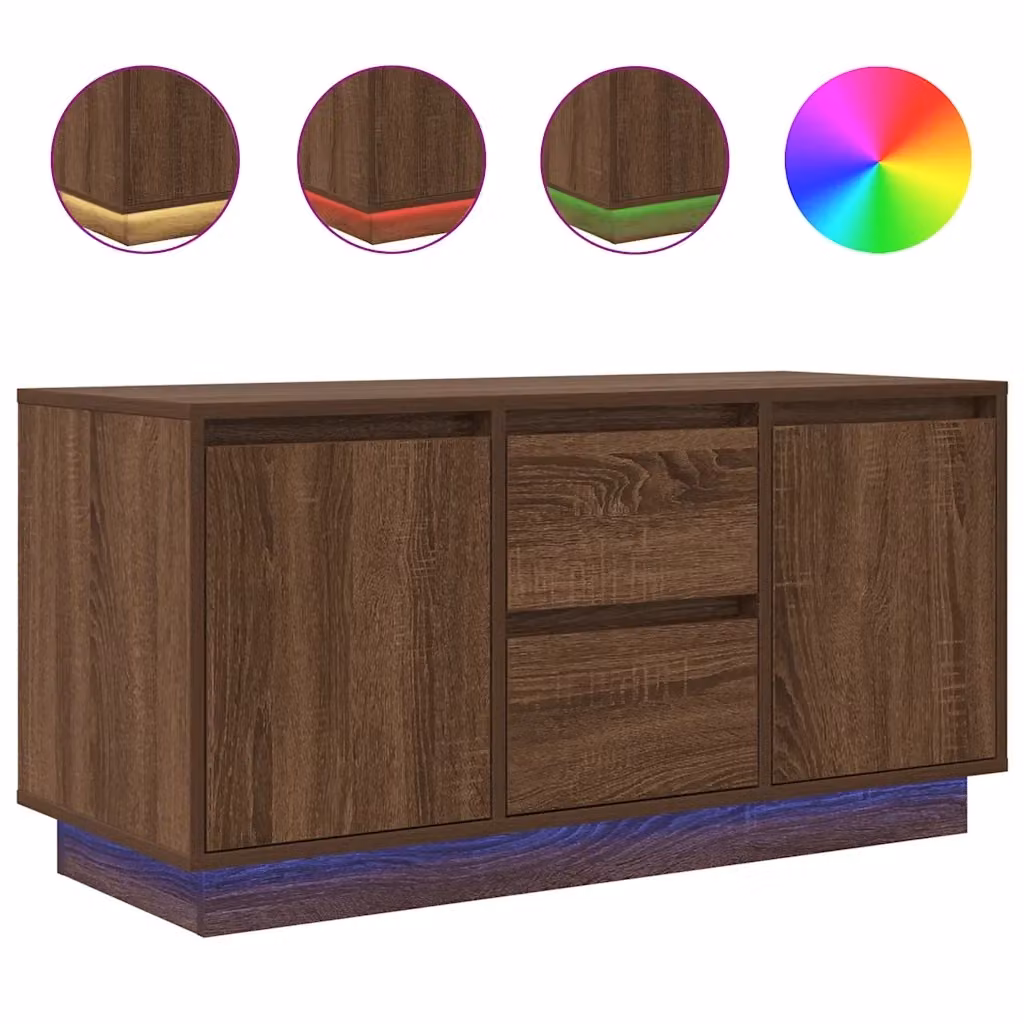 Mobile Porta TV Moderno vidaXL con Luci LED Integrate in Rovere Marrone L: 100 cm, P: 41 cm, H: 50 cm – 2