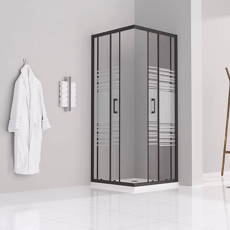Cabina doccia con porta scorrevole i-flair 80x90x190 cm in vetro di sicurezza parzialmente satinato da 6 mm - DK79