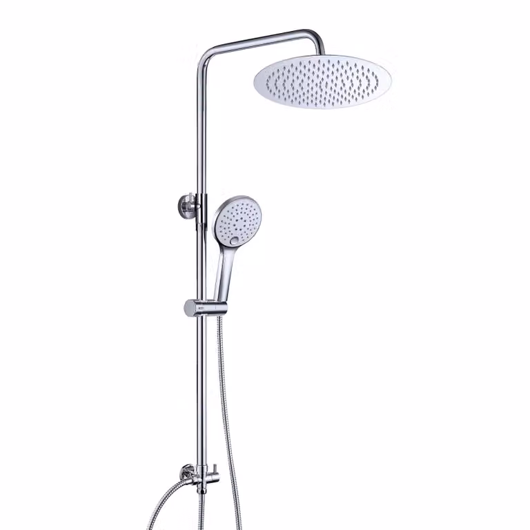 JOHO 304 Doccia Soffione Colonna Acciaio INOX Cromato idromassaggio Senza Miscelatore Termostatica Soffione Set Doccia a Pioggia Doccetta Mano D20cm