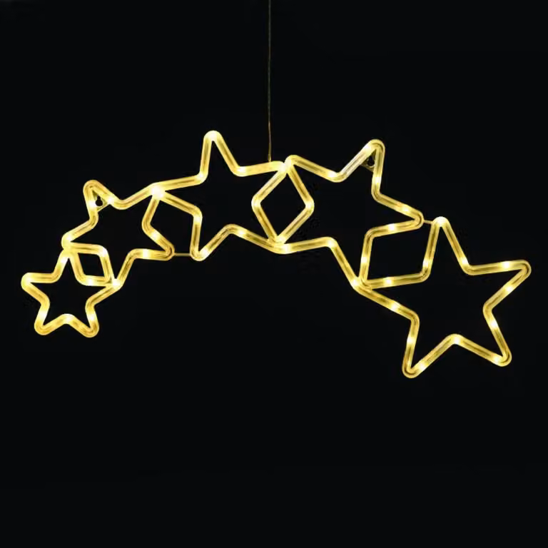 Luci natalizie ACA, 5 stelle, 47 LED bianco caldo, alimentazione a batterie (3x AA)/USB, grado di protezione IP20, 54 x 0,5 x 25 cm, X04471332