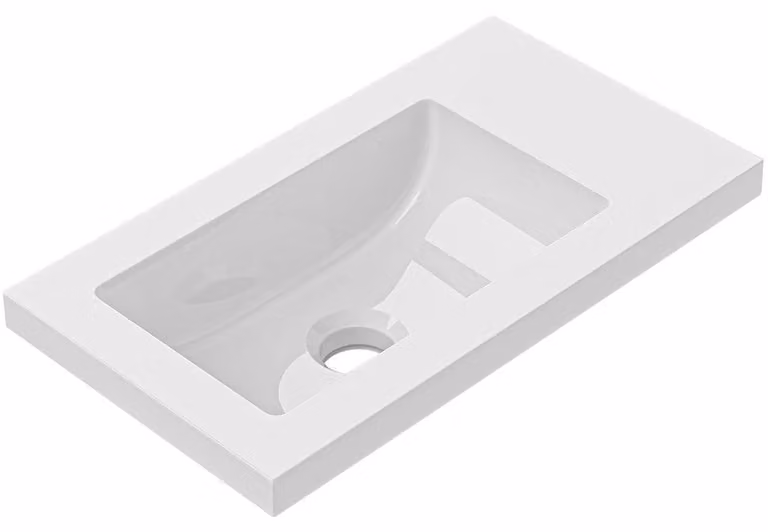CERANO - Lavabo in marmo colato Sora/Zola - bianco lucido - 40x22 cm