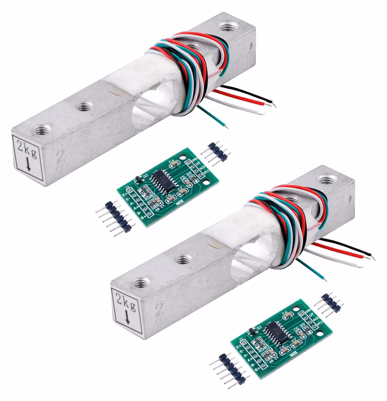 Kit di celle di carico da 2 kg + modulo HX711 AD per Arduino (2 pezzi)