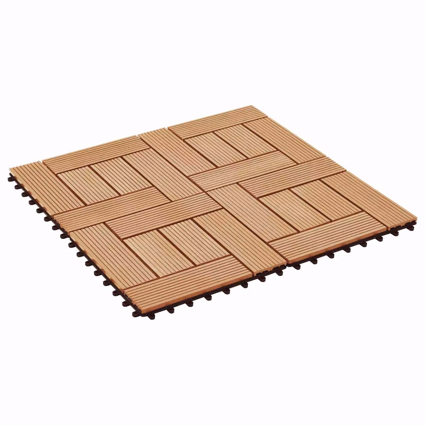 Set di 22 piastrelle per decking vidaXL in WPC color teak riciclato, L/P: 30 x 30 cm