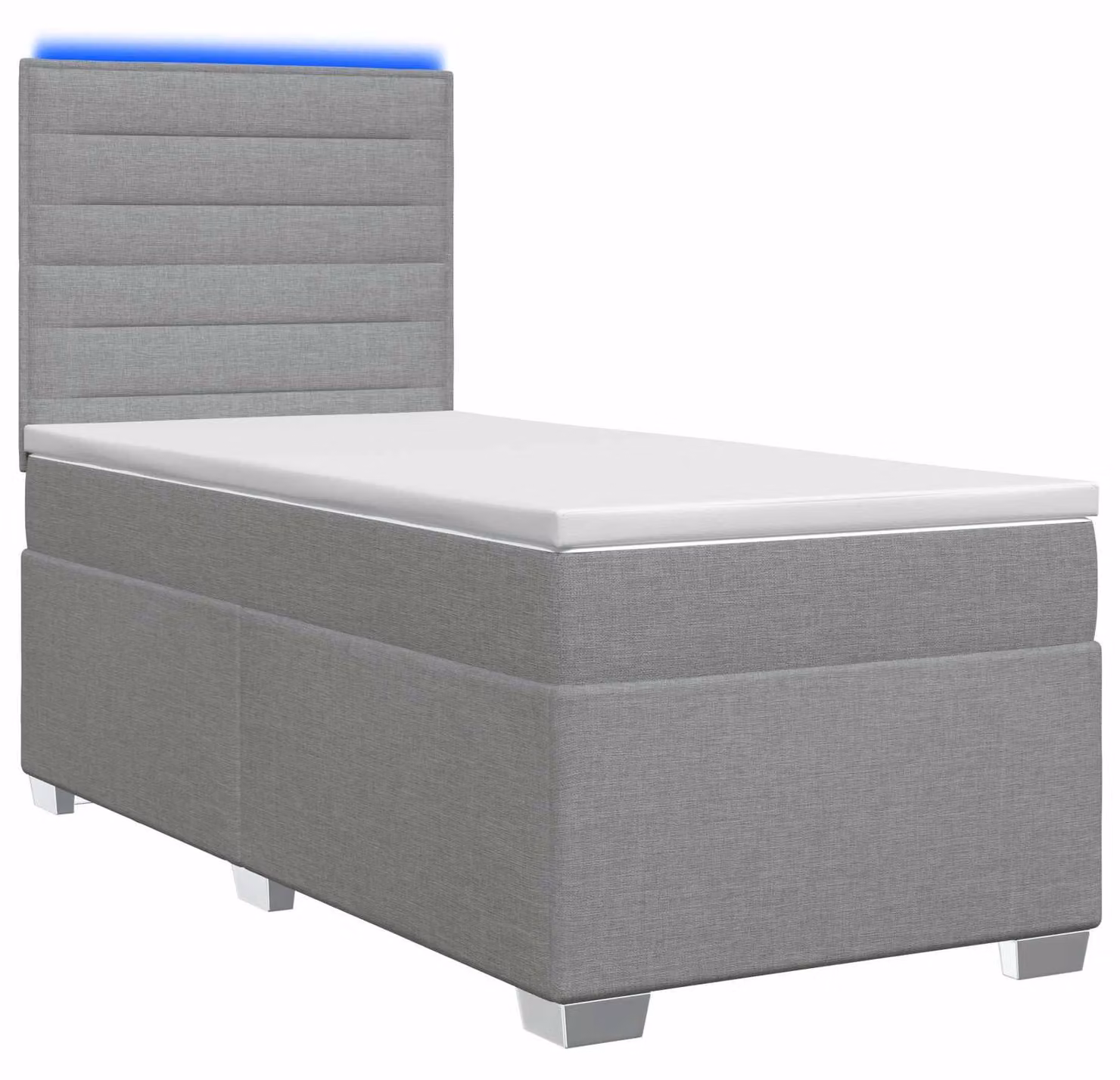 Letto a molle con materasso grigio chiaro 100 x 200 cm in tessuto