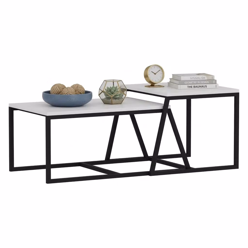 Urbania, Tavolino da Salotto Modulabile DMORA, L/P/H: 75 x 50 x 38 cm, Bianco – 2