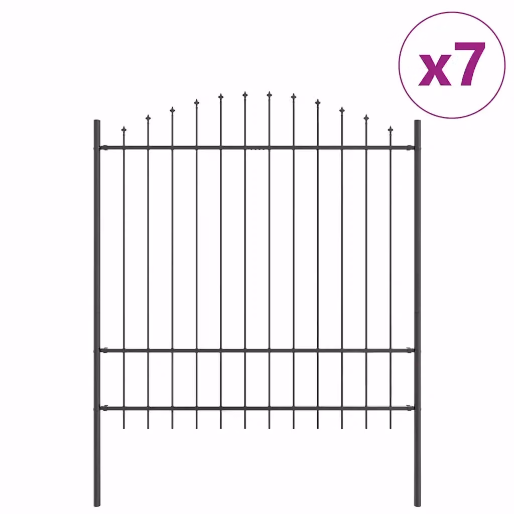vidaXL Recinzione per Giardino WOERDEN in Acciaio Grigio, 7 Pezzi, H: 215 cm, L: 170 cm – 2