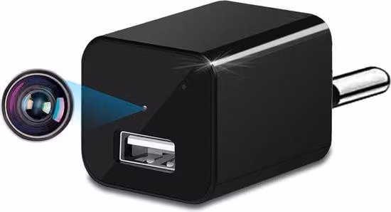 Telecamera di sicurezza per interni con risoluzione 1080p, caricabatterie USB e rilevamento del movimento
