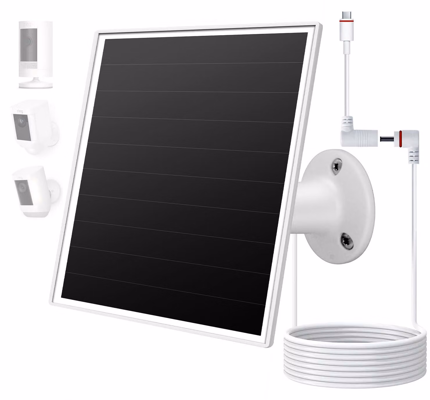 Caricabatterie solare da 6W per fotocamere, grado di protezione IP66, con connettori Micro-USB/USB-C