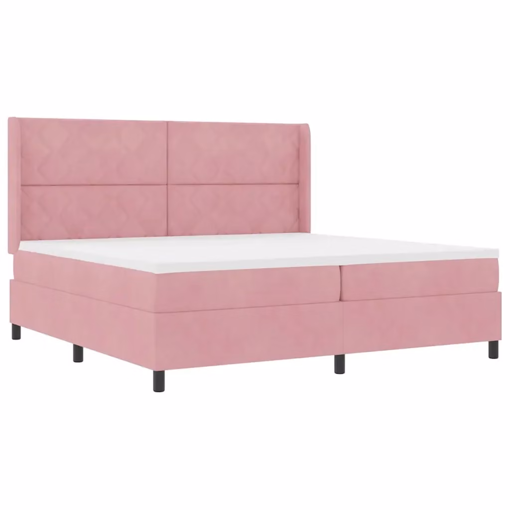 Letto a molle moderno vidaXL in velluto rosa con illuminazione LED sottostante L/P: 200 x 200 cm, H: 280 cm – 2
