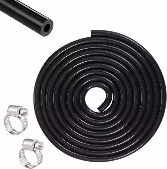 Tubo flessibile in silicone da 3 metri - Tubo flessibile ad alta pressione con elevata flessibilità per il trasporto di aria e acqua, 4 mm, 8 mm, 115 PSI - Nero con fascette
