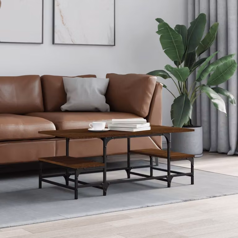 Tavolino da salotto vidaXL in legno e metallo color rovere marrone L 100 cm x P 50,5 cm x H 40 cm
