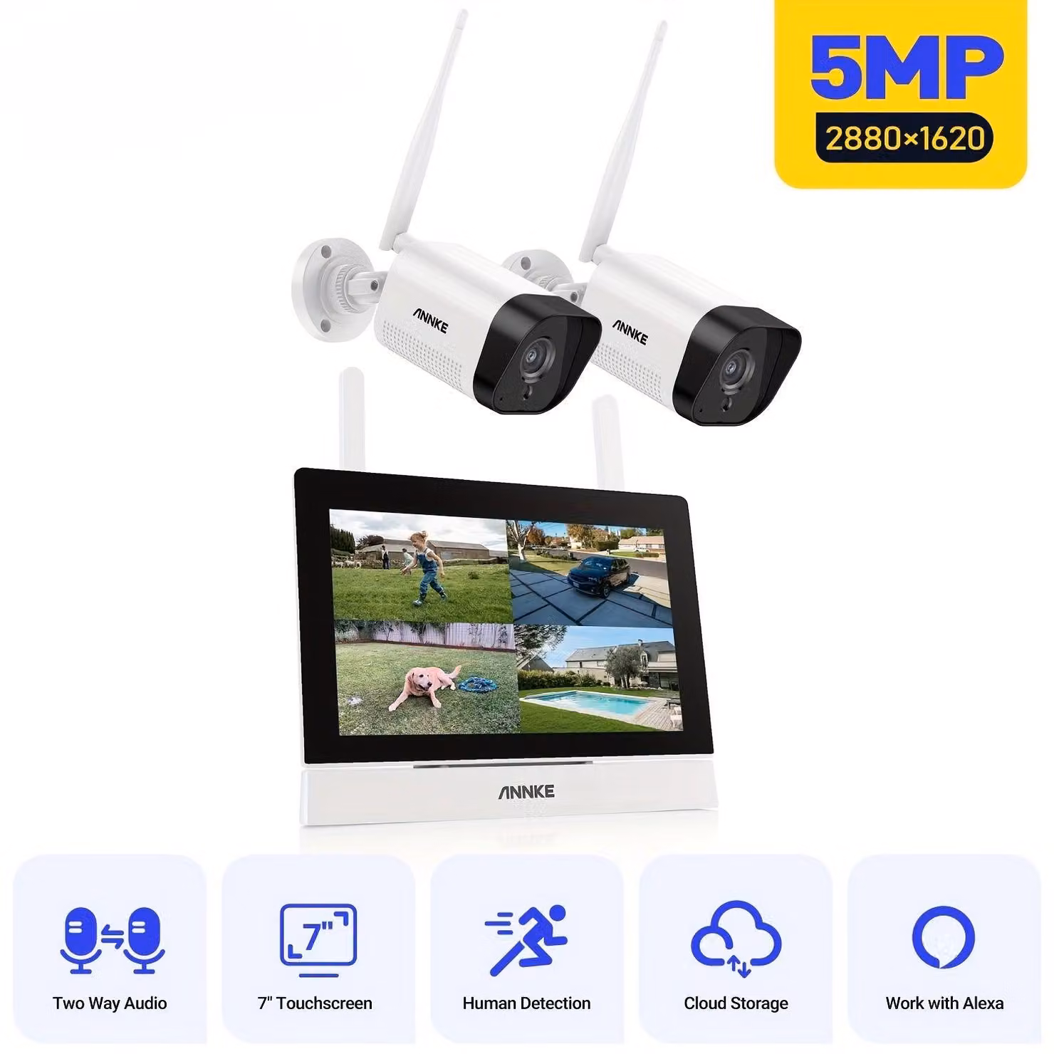 Kit di telecamere di sicurezza - Sistema di videosorveglianza - Kit di telecamere di sicurezza - Sistema di telecamere a circuito chiuso (CCTV) - Telecamera di sicurezza Wi-Fi