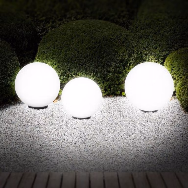 Lampada a globo per esterni, picchetto a terra, IP44, bianco, D 47 cm