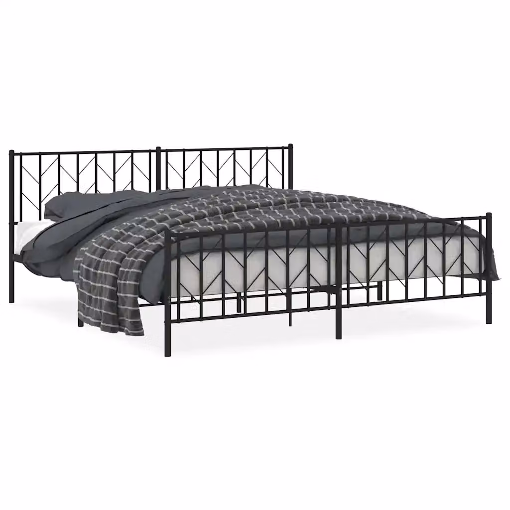 Giroletto con testiera e pediera in metallo nero vidaXL L: 198 cm, P: 207 cm, H: 90 cm – 2