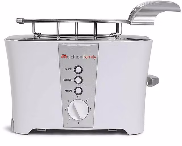 Tostapane Melchioni Family Tosto Bianco con 2 fessure, Potenza 600 W e funzione scongelamento