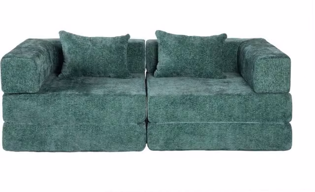 Divano letto modulare pieghevole Chicfurn con rivestimento in ciniglia verde scuro