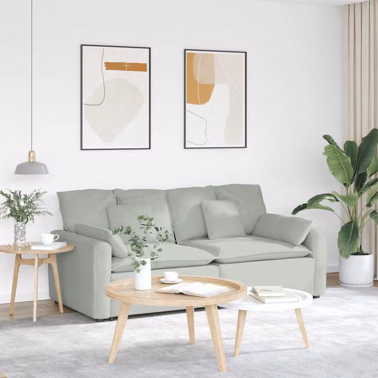 vidaXL Divano Moderno in Velluto Grigio con Cuscini e Struttura in Metallo e Legno