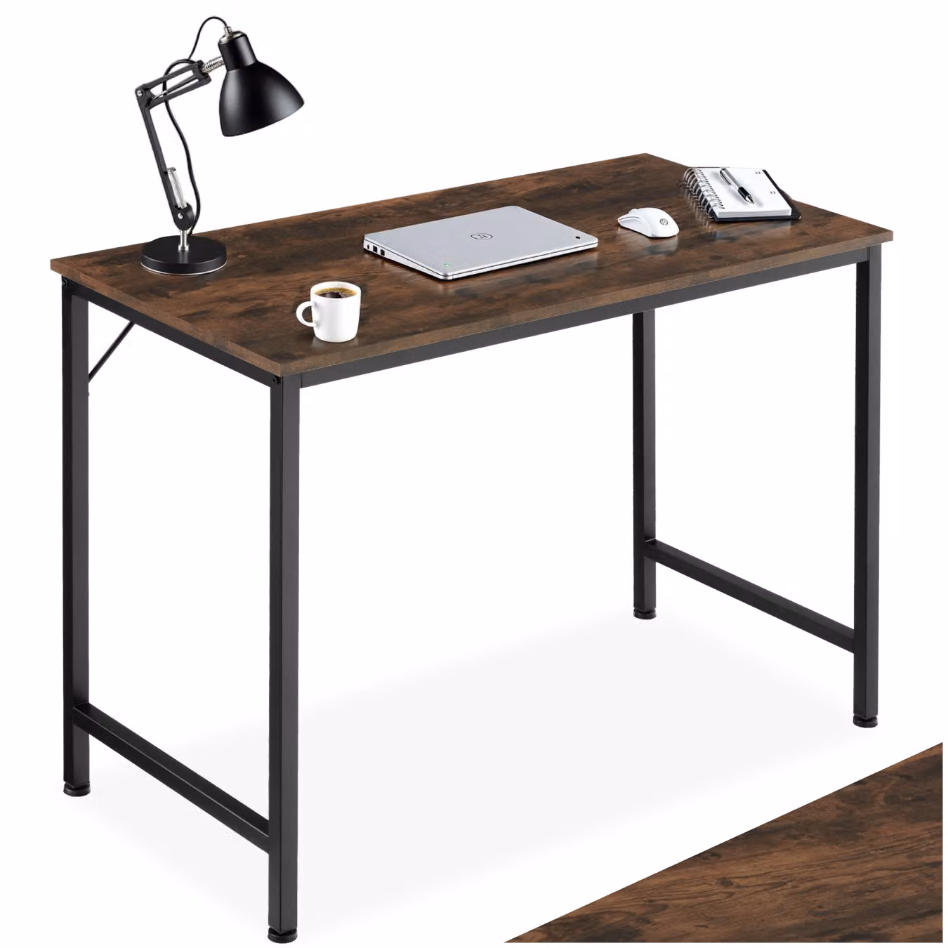 Scrivania da ufficio TecTake in stile industriale marrone con piano in MDF laminato L: 100 cm, P: 50 cm, H: 75 cm – 1