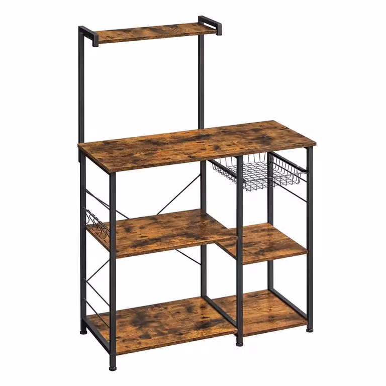 Scaffale da Cucina, Marrone Vintage + Nero