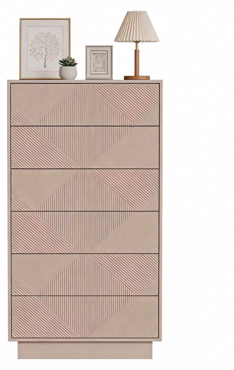Comodino con 6 cassetti a sistema push-to-open, dimensioni 60x33,5x111 cm, colore moka