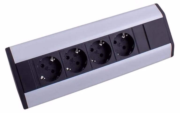 DesignLight CORNERBOX, presa multipla in alluminio per prese Schuko, modello angolare, 4 prese