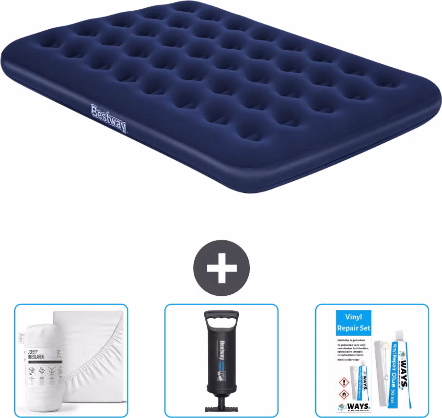 Materasso gonfiabile Bestway - Letto francese - 137 x 191 x 22 cm - Blu - Accessori inclusi