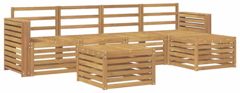 Set di divani da esterno, 6 pezzi, colore bianco, dimensioni 59 x 59 x 37 cm