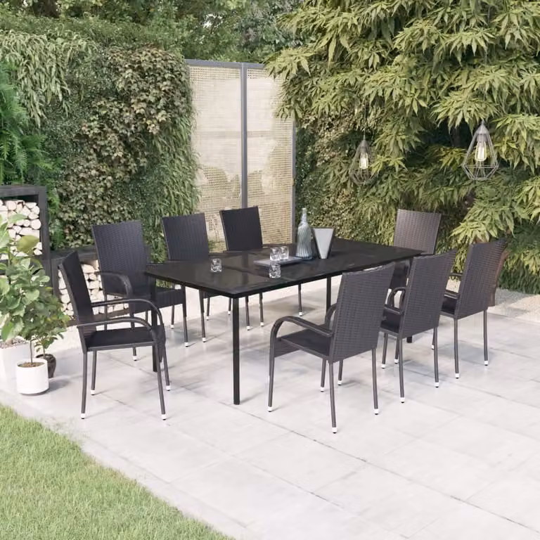 Maison Exclusive - Set da pranzo da giardino 9 pezzi nero