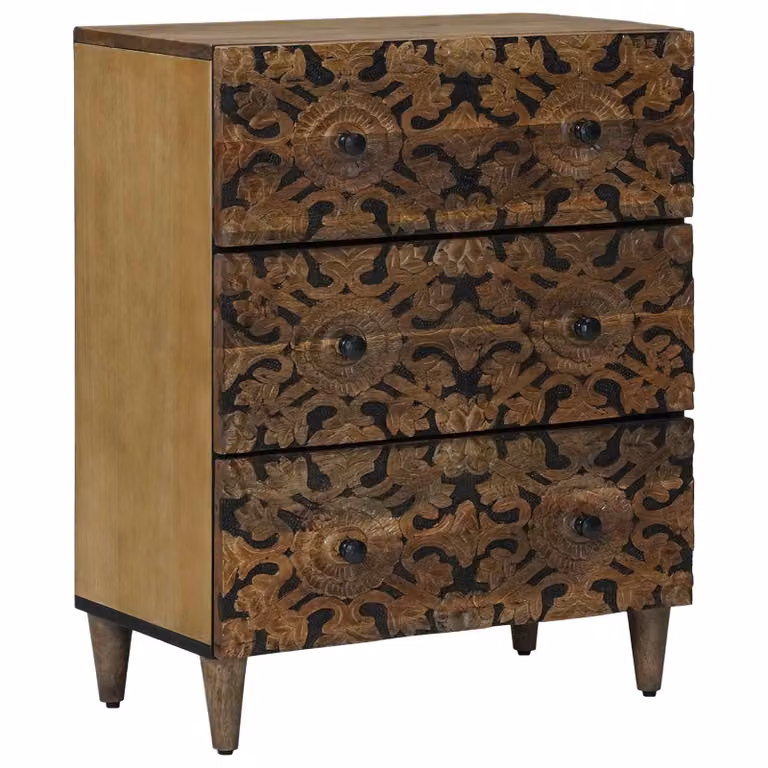 Credenza con Ripostiglio vidaXL in Legno di Mango Marrone L: 60 cm, P: 33 cm, H: 75 cm