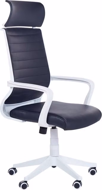 Sedia da Ufficio in Ecopelle Nera e Bianca Girevole Alzata a Gas Regolabile in Altezza con Ruote Ergonomica Moderna