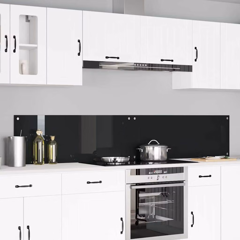Set di 2 schienali da cucina vidaXL in vetro temperato nero, L: 110 cm, P: 40 cm