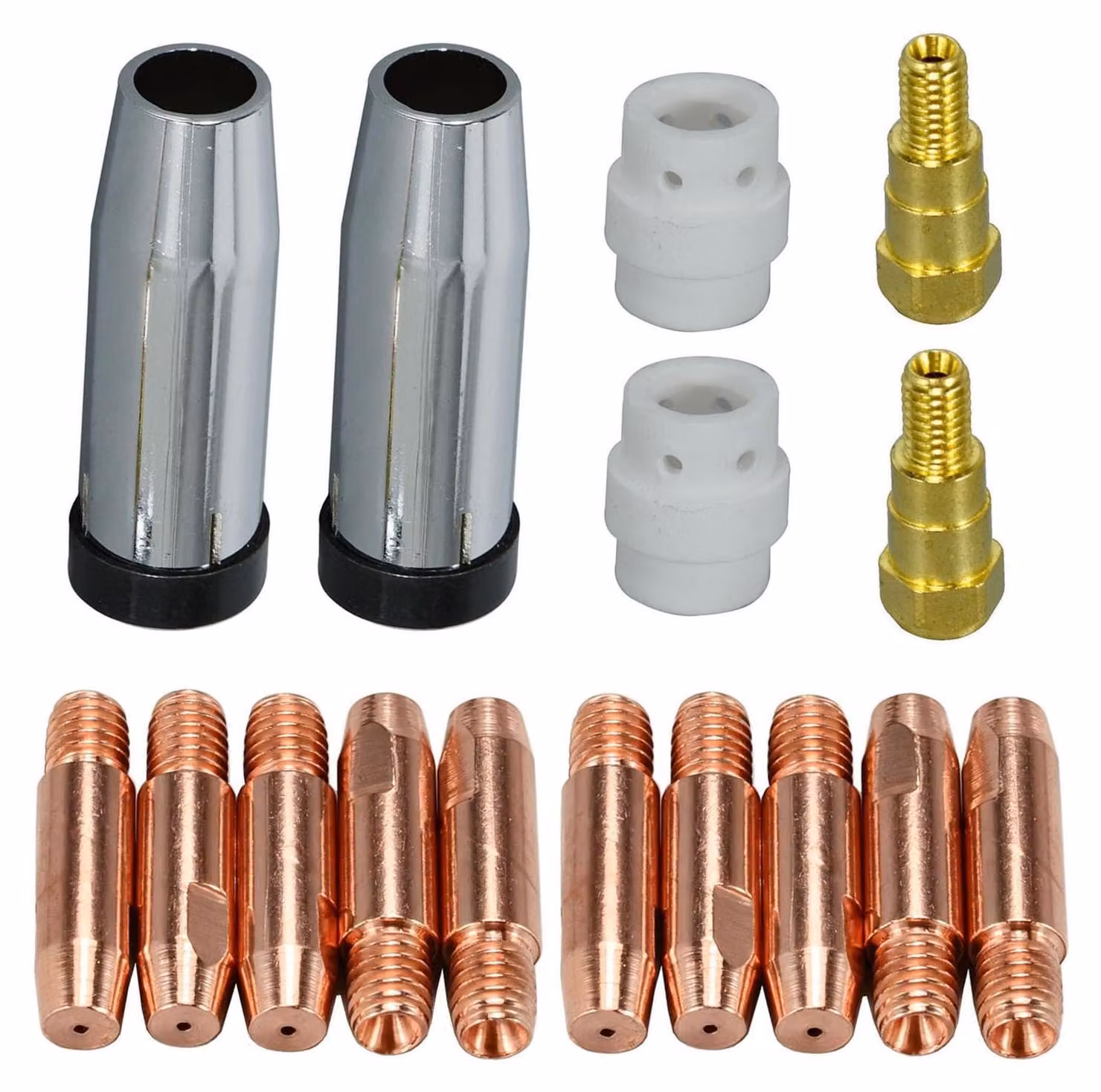 Elettrodi di contatto MIG MAG, modello M6, diametro 1,0 mm, set da 16 pezzi