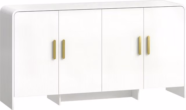 Madia HOMCOM bianca con 4 ripiani e 4 ante con chiusura morbida, mobile TV per schermi fino a 182,9 cm, L 152 x P 40 x H 80 cm – 1