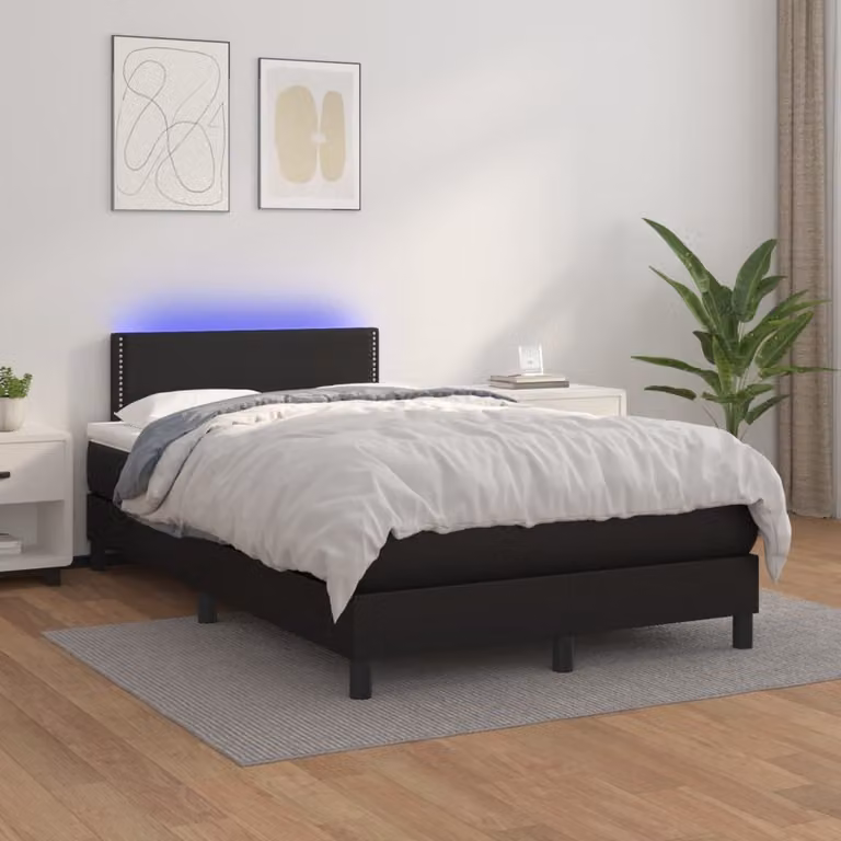 Maison Exclusive - Giroletto a Molle con Materasso e LED Nero 120x200cm Pelle finta