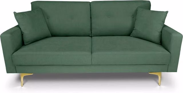 Divano 2 posti in tessuto vellutato verde abete piedi in metallo dorato - Chloe - DI-CH38FBC-PD