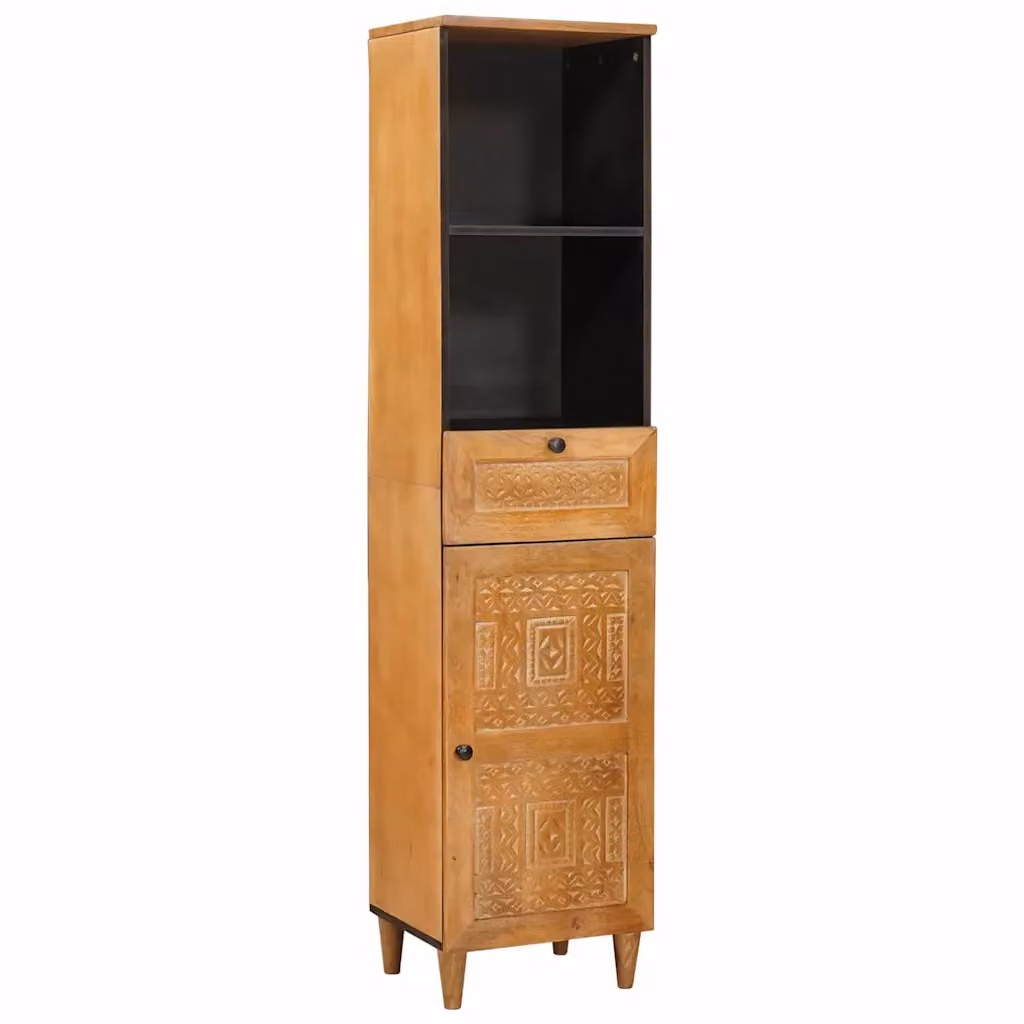 Mobile da bagno moderno vidaXL in legno di mango marrone con ante e cassetti L/P/H: 38 x 33 x 160 cm