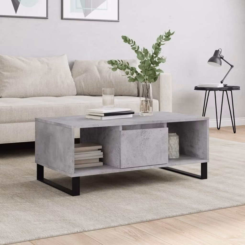Maison Exclusive - Tavolino grigio cemento 90x50x36,5 cm Materiale ligneo